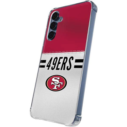 NFL San Francisco 49ers White Striped Galaxy A35 5G Clear Case